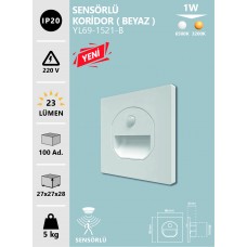 SENSÖRLÜ KORİDOR AYDINLATMA BEYAZ KASA 6500K BEYAZ GÜNIŞIĞI